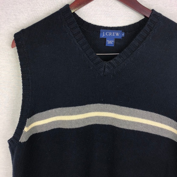 J. Crew navy vest with gray and white stripe - Picture 2 of 5